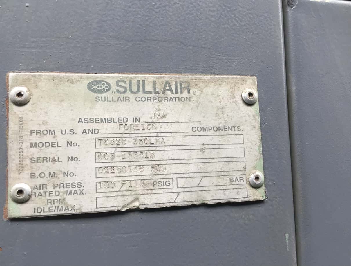 Compresor eléctrico de tornillos rotativos Sullair TS-32-350
